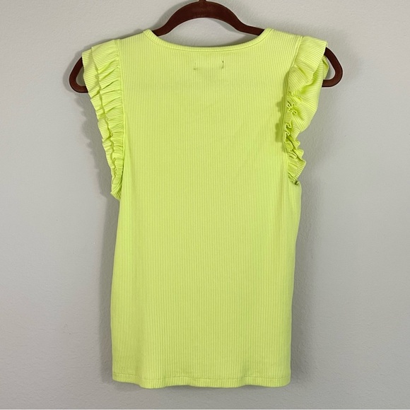 J.Crew Lime Green Vintage Rib Ruffle Crewneck Tank Top Size Medium - Picture 4 of 5
